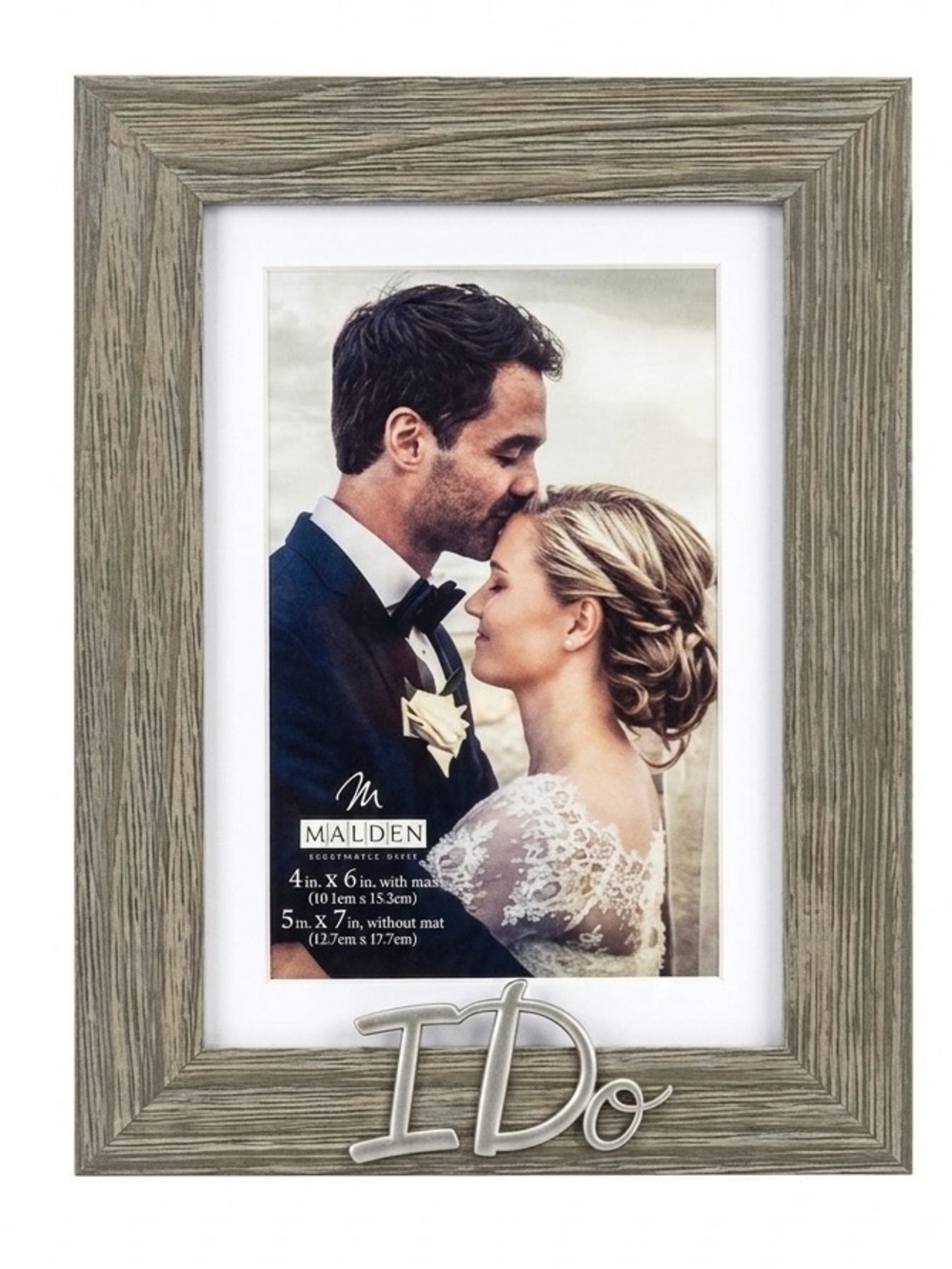 Malden Gray Wood-Effect Picture Frame with Silver 'I Do' Accent